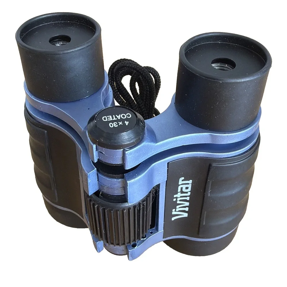 VIVITAR 4 x 30 COATED SMALL BINOCULARS BLUE & BLACK w/CASE- EXCELLENT CONDITION!